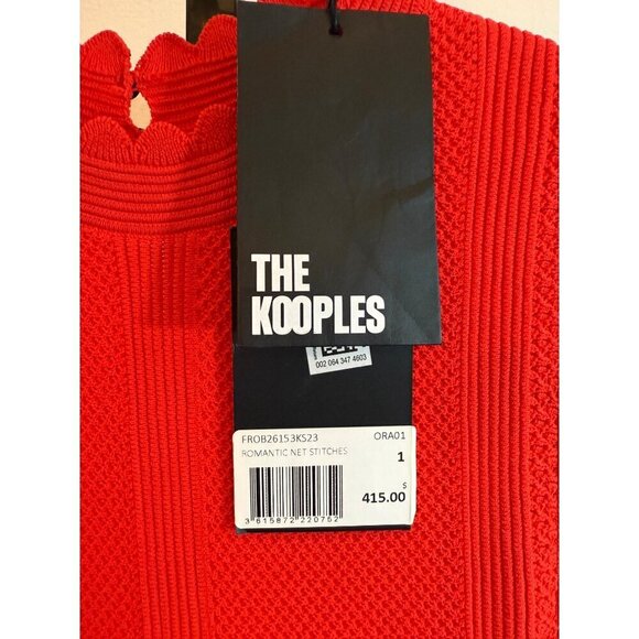 The Kooples Open Mesh Knit‎ Red Orange Maxi Dress Scalloped Keyhole Back S - Picture 8 of 14
